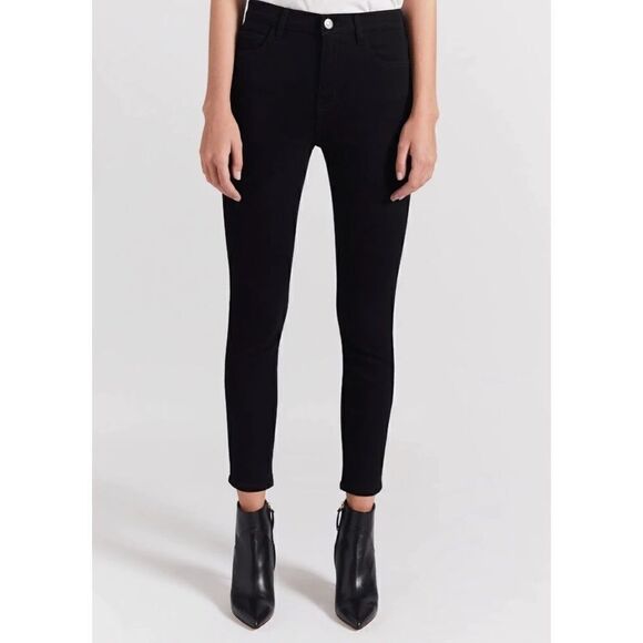 Current/Elliott Super High-Rise Stiletto Raw Hem Black Jeans - Picture 1 of 8